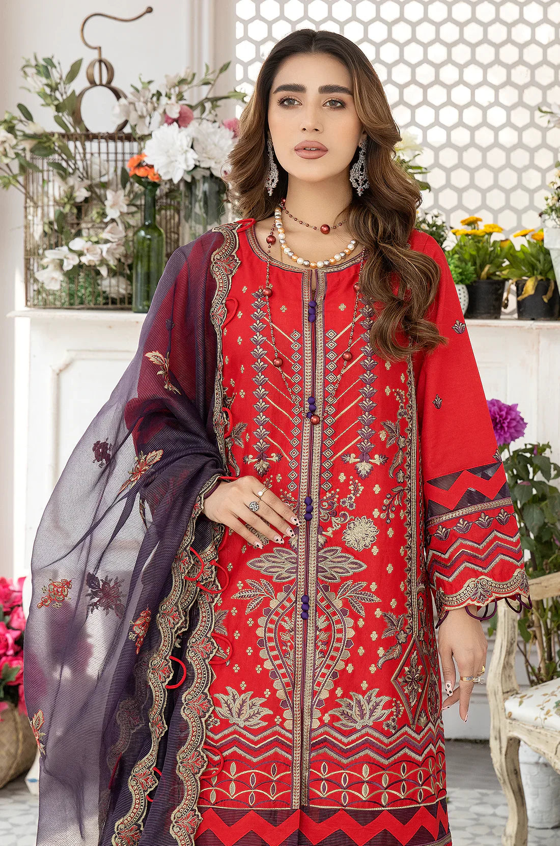 Mohagni | Muntazir Luxury Lawn 24 | AM-10 -  Mohagni Luxury - Original Designer Dress - House of Maryam