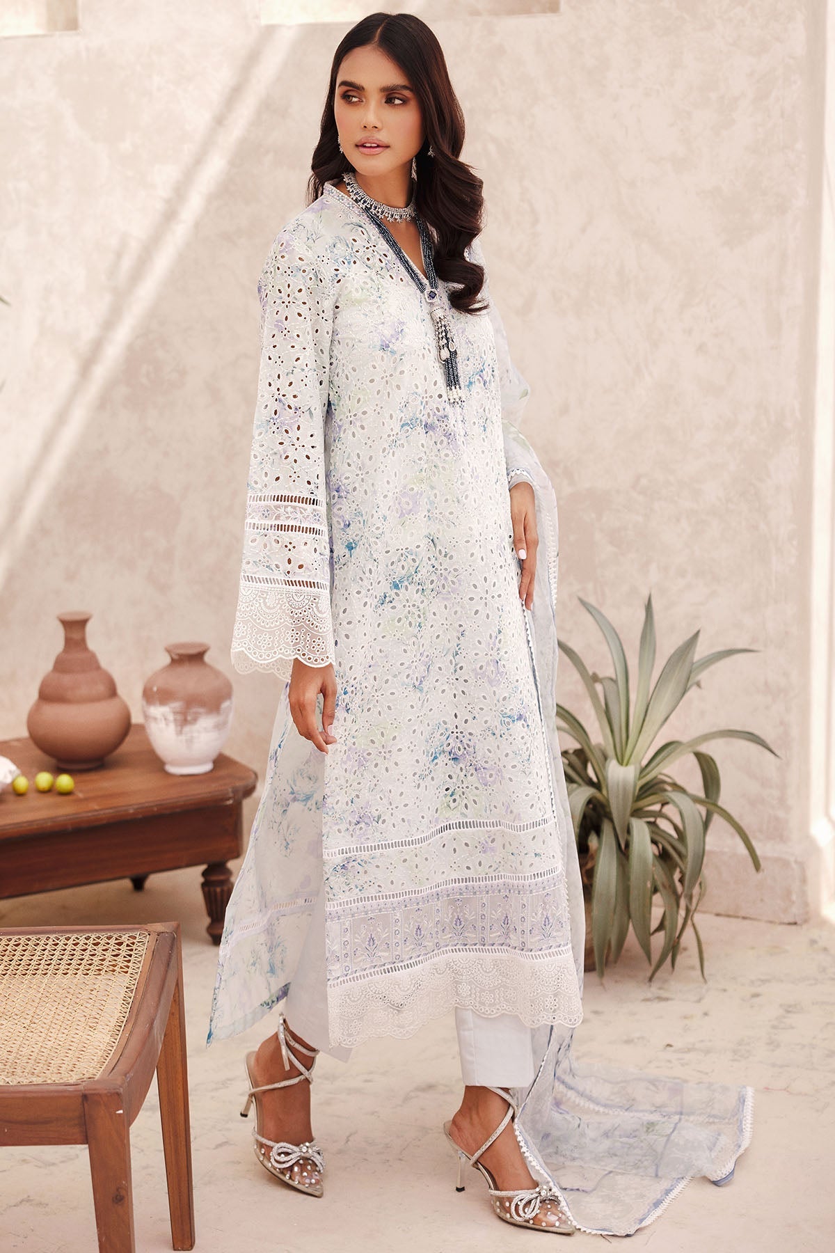 Motifz | Premium Lawn 25 | 3736-LUCIA-Brand:Motifz-Type:Ladies Clothes-White-Lawn-House of Maryam- Buy in UK, USA