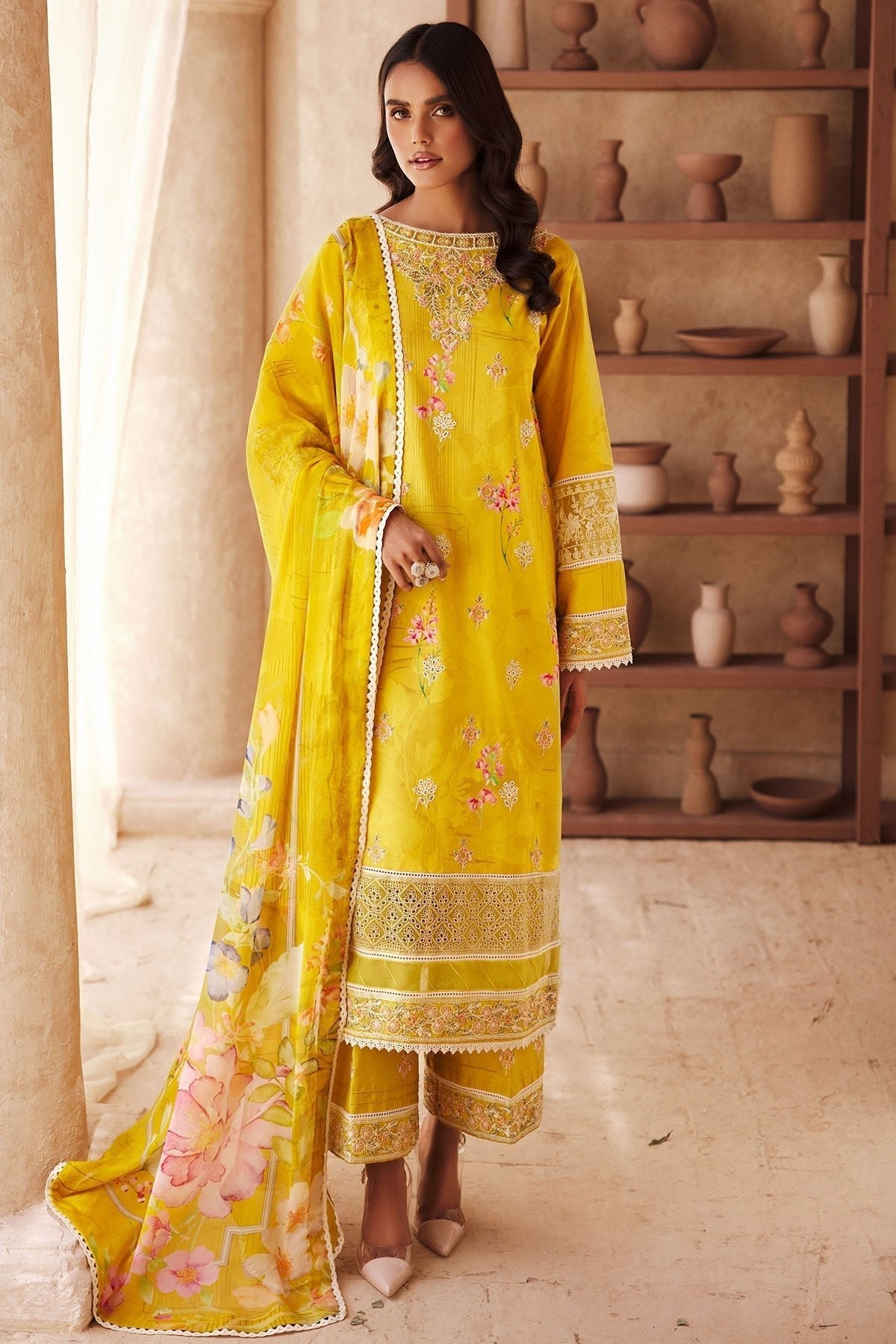 Motifz | Premium Lawn 25 | 3741-ELIE-Brand:Motifz-Type:Ladies Clothes-Yellow-Lawn-House of Maryam- Buy in UK, USA