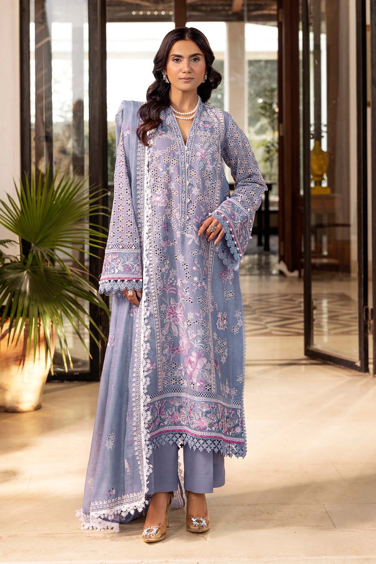 Motifz | Premium Lawn 25 | 5302-ROSALIE-Brand:Motifz-Type:Ladies Clothes-Lavender-Lawn-House of Maryam- Buy in UK, USA