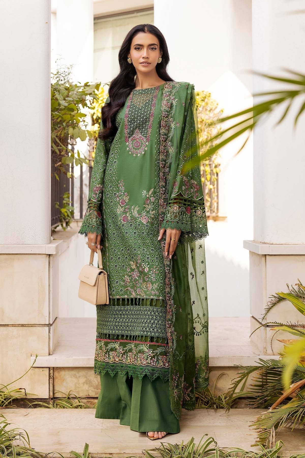 Motifz | Premium Lawn 25 | 5303-DARCY-Brand:Motifz-Type:Ladies Clothes-Olive Green-Lawn-House of Maryam- Buy in UK, USA