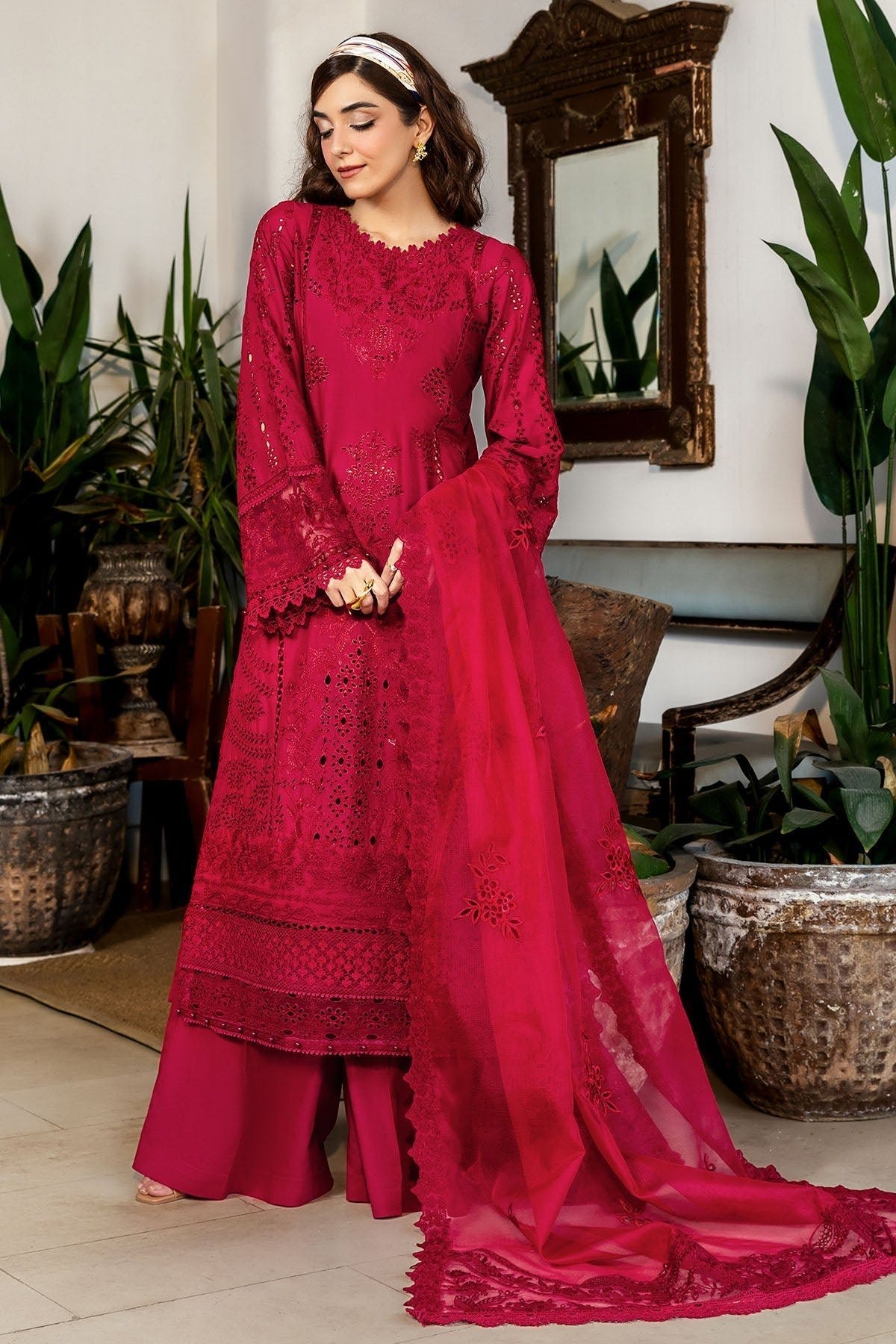 Motifz | Premium Lawn 25 | 5308-ESME-Brand:Motifz-Type:Ladies Clothes-Redish Pink-Lawn-House of Maryam- Buy in UK, USA