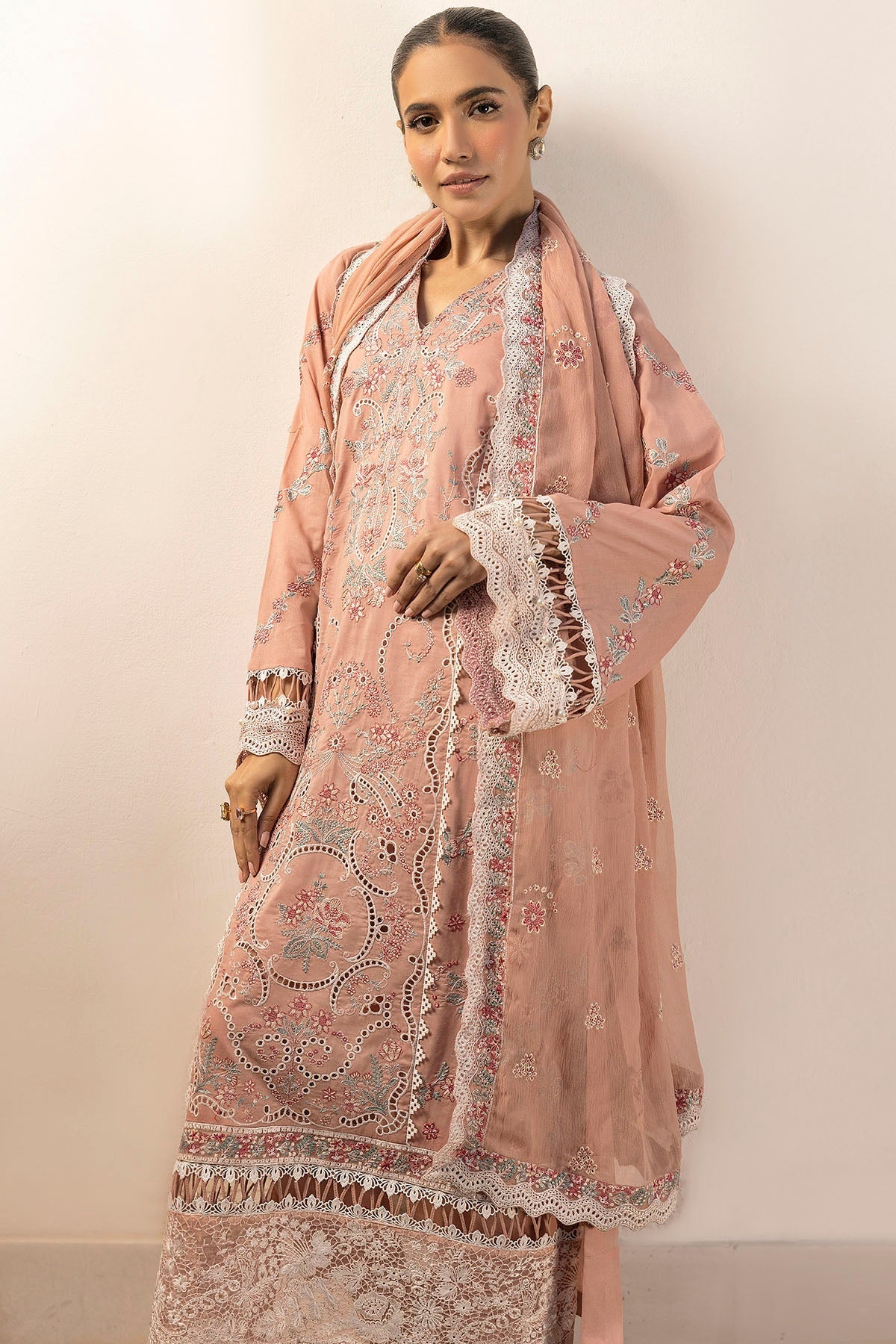 Motifz | Premium Lawn 25 | 5309-BRIELLE-Brand:Motifz-Type:Ladies Clothes-Peach Pink-Lawn-House of Maryam- Buy in UK, USA