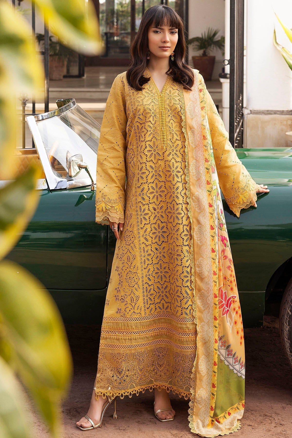 Motifz | Premium Lawn 25 | 5323-GENEVA-Brand:Motifz-Type:Ladies Clothes-Mustard Yellow-Lawn-House of Maryam- Buy in UK, USA