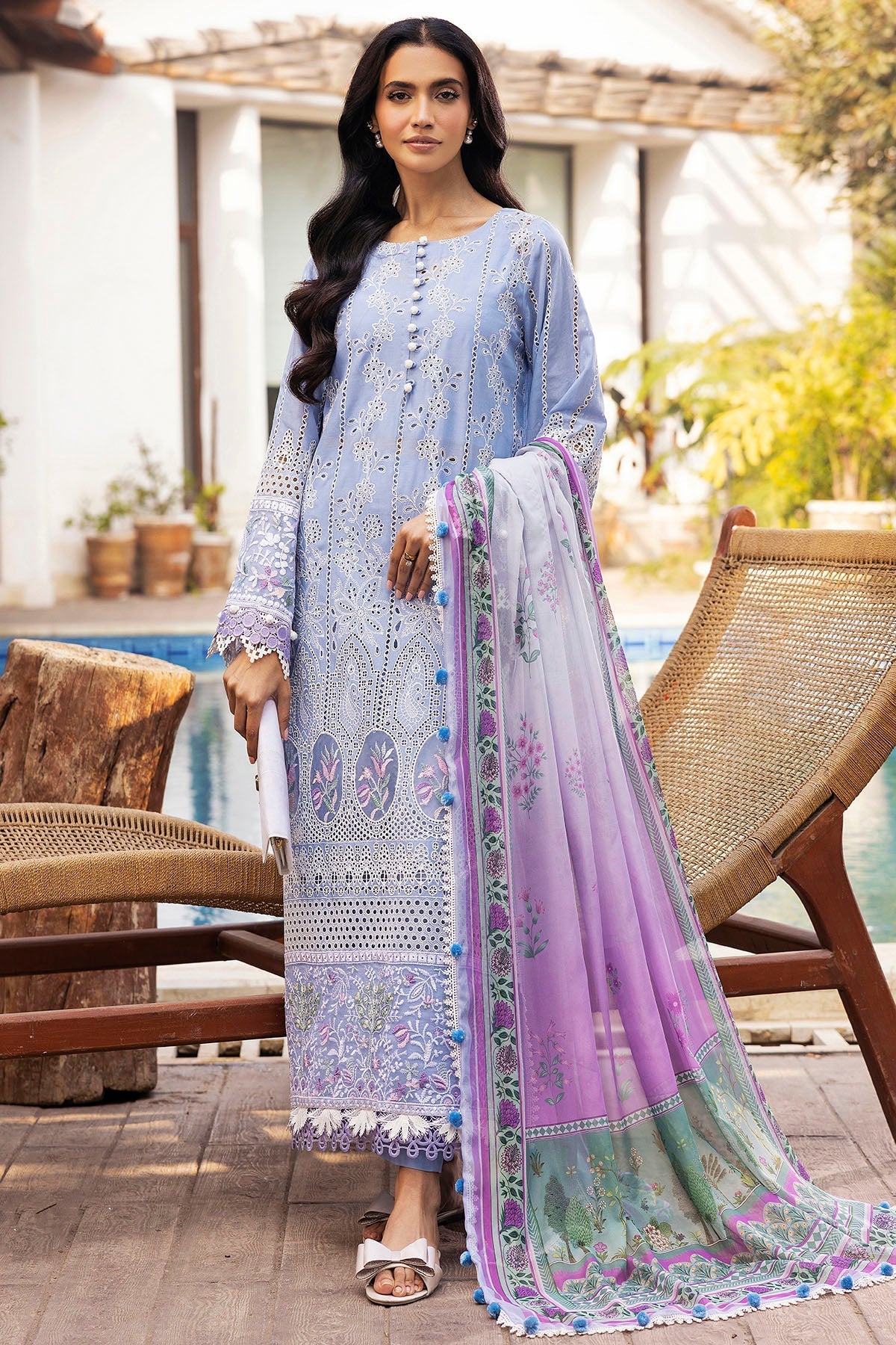 Motifz | Premium Lawn 25 | 5325-MAELYS-Brand:Motifz-Type:Ladies Clothes-Lilac-Lawn-House of Maryam- Buy in UK, USA
