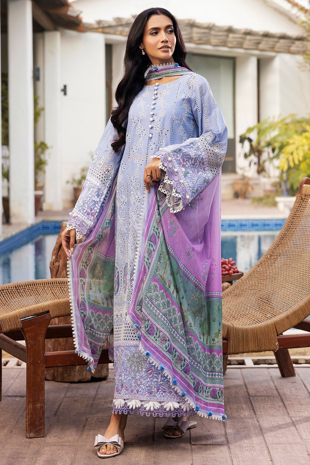 Motifz | Premium Lawn 25 | 5325-MAELYS-Brand:Motifz-Type:Ladies Clothes-Lilac-Lawn-House of Maryam- Buy in UK, USA