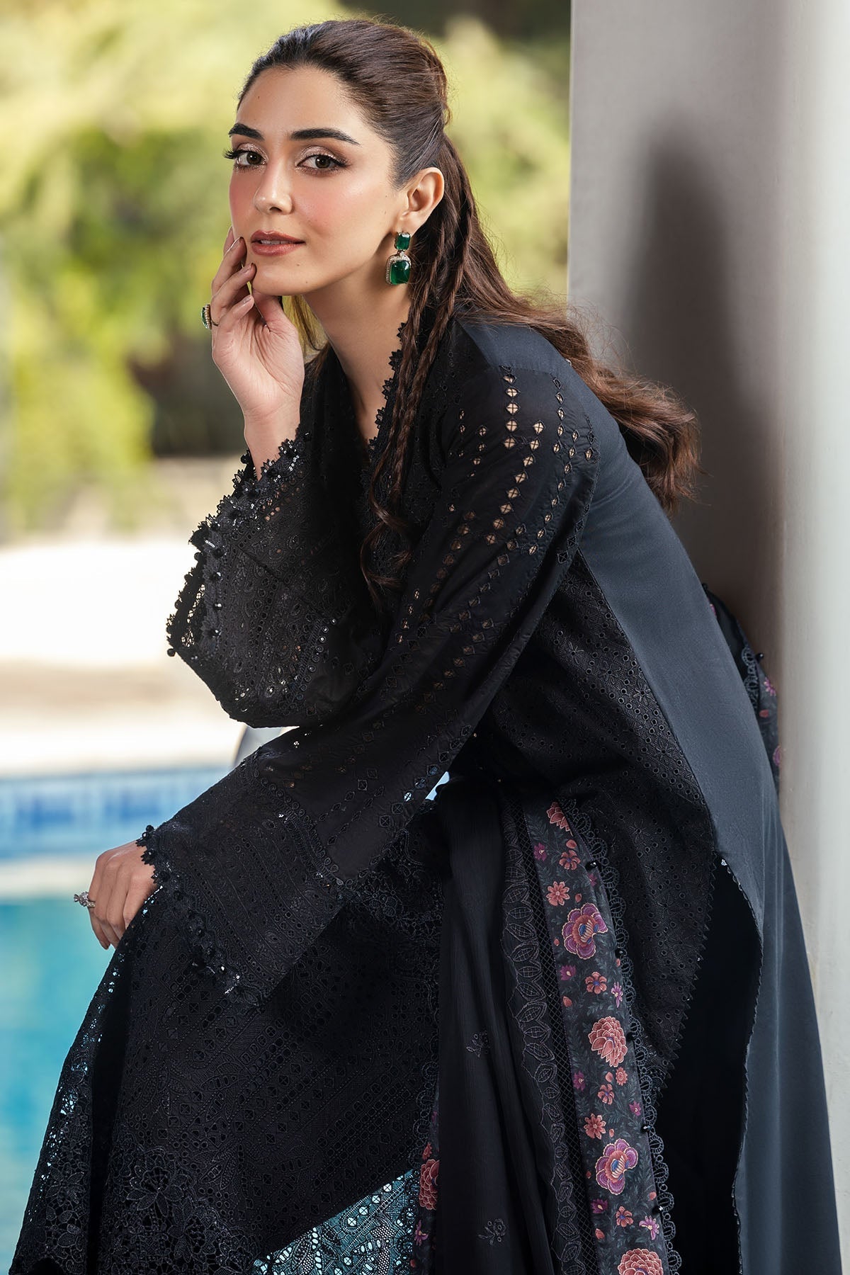 Motifz | Premium Lawn 25 | 5326-COURTNEY-Brand:Motifz-Type:Ladies Clothes-Black-Lawn-House of Maryam- Buy in UK, USA