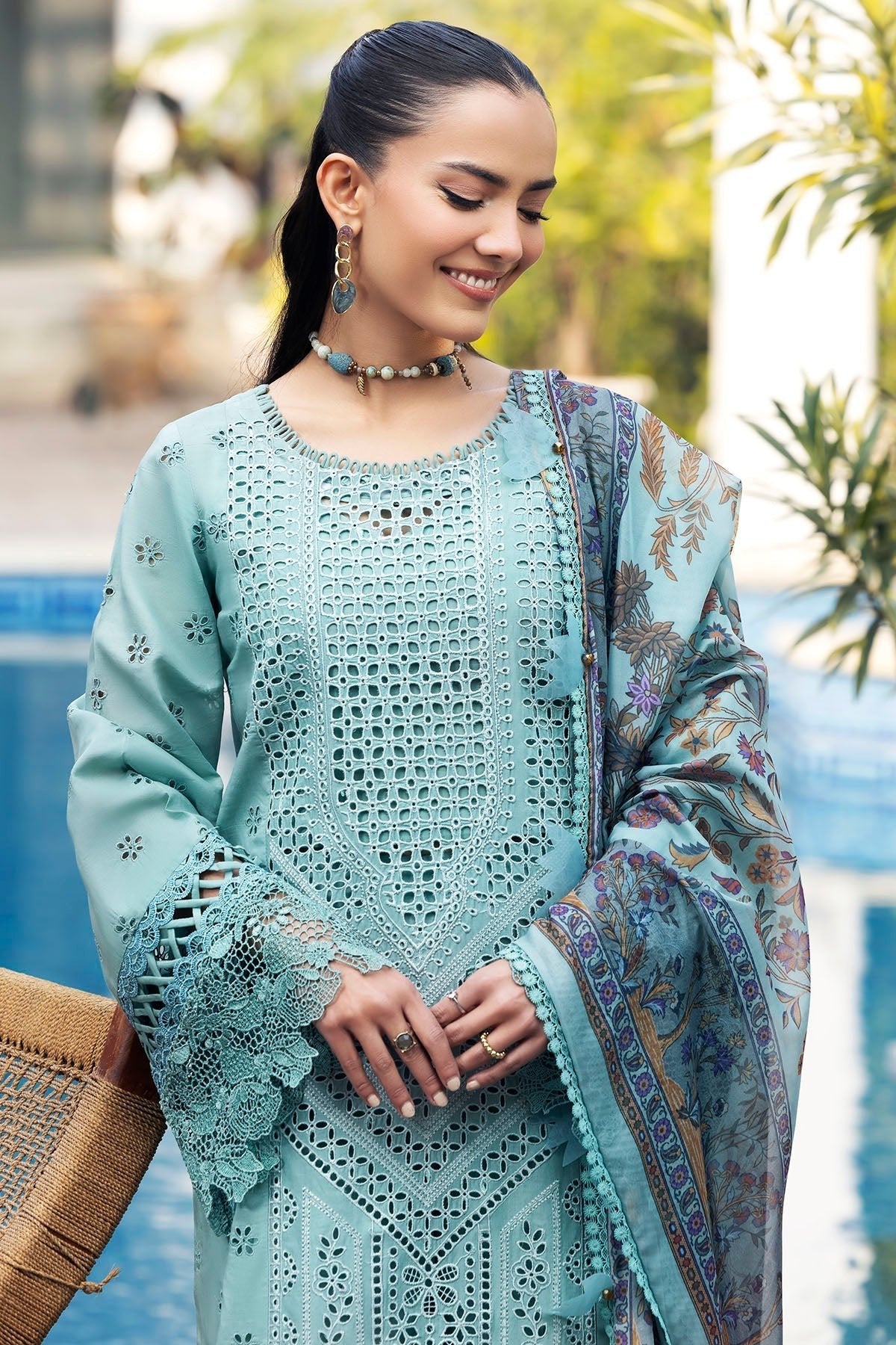 Motifz | Premium Lawn 25 | 5328-ISABEAU-Brand:Motifz-Type:Ladies Clothes-Ice Blue-Lawn-House of Maryam- Buy in UK, USA