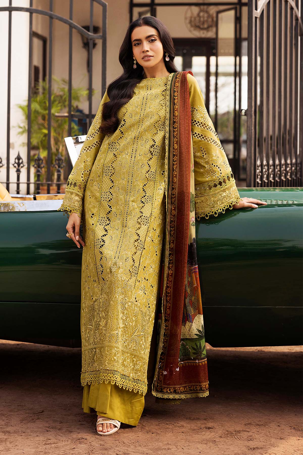 Motifz | Premium Lawn 25 | 5329-LISETTE-Brand:Motifz-Type:Ladies Clothes-Lime Yellow-Lawn-House of Maryam- Buy in UK, USA