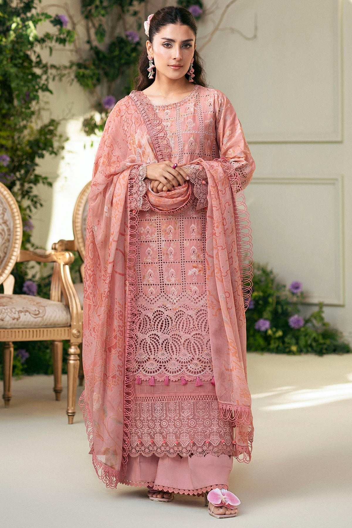 Motifz | Premium Lawn 25 | 5427-LOTUS-Brand:Motifz-Type:Ladies Clothes-Pink-Lawn-House of Maryam- Buy in UK, USA