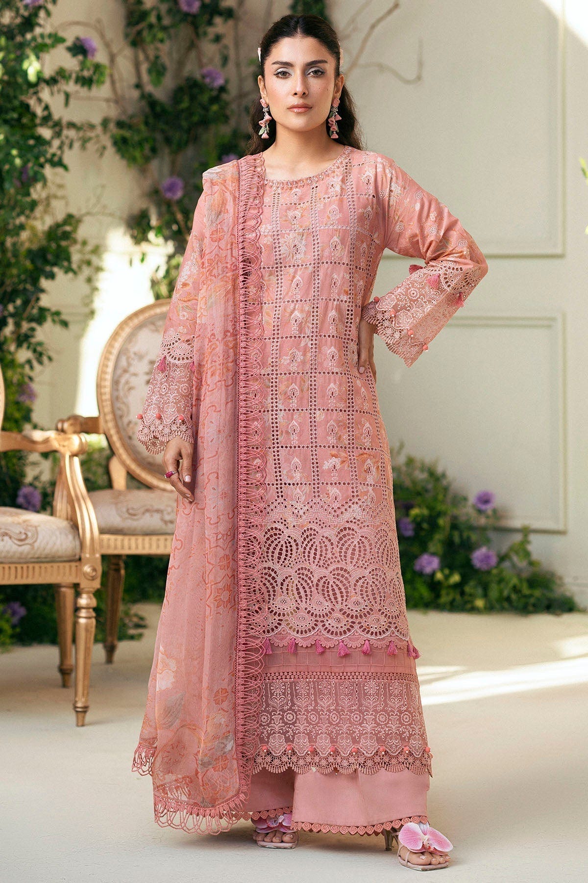 Motifz | Premium Lawn 25 | 5427-LOTUS-Brand:Motifz-Type:Ladies Clothes-Pink-Lawn-House of Maryam- Buy in UK, USA