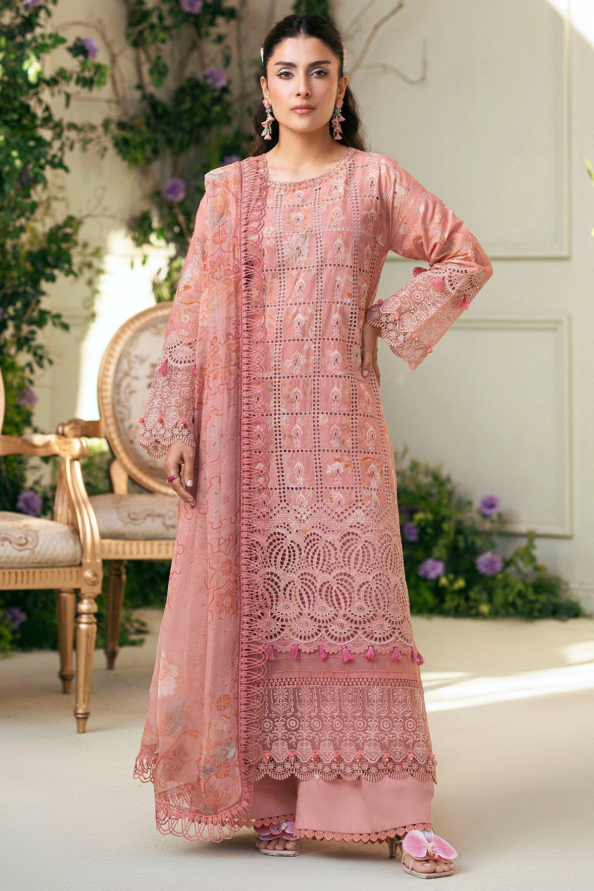 Motifz | Premium Lawn 25 | 5427-LOTUS-Brand:Motifz-Type:Ladies Clothes-Pink-Lawn-House of Maryam- Buy in UK, USA