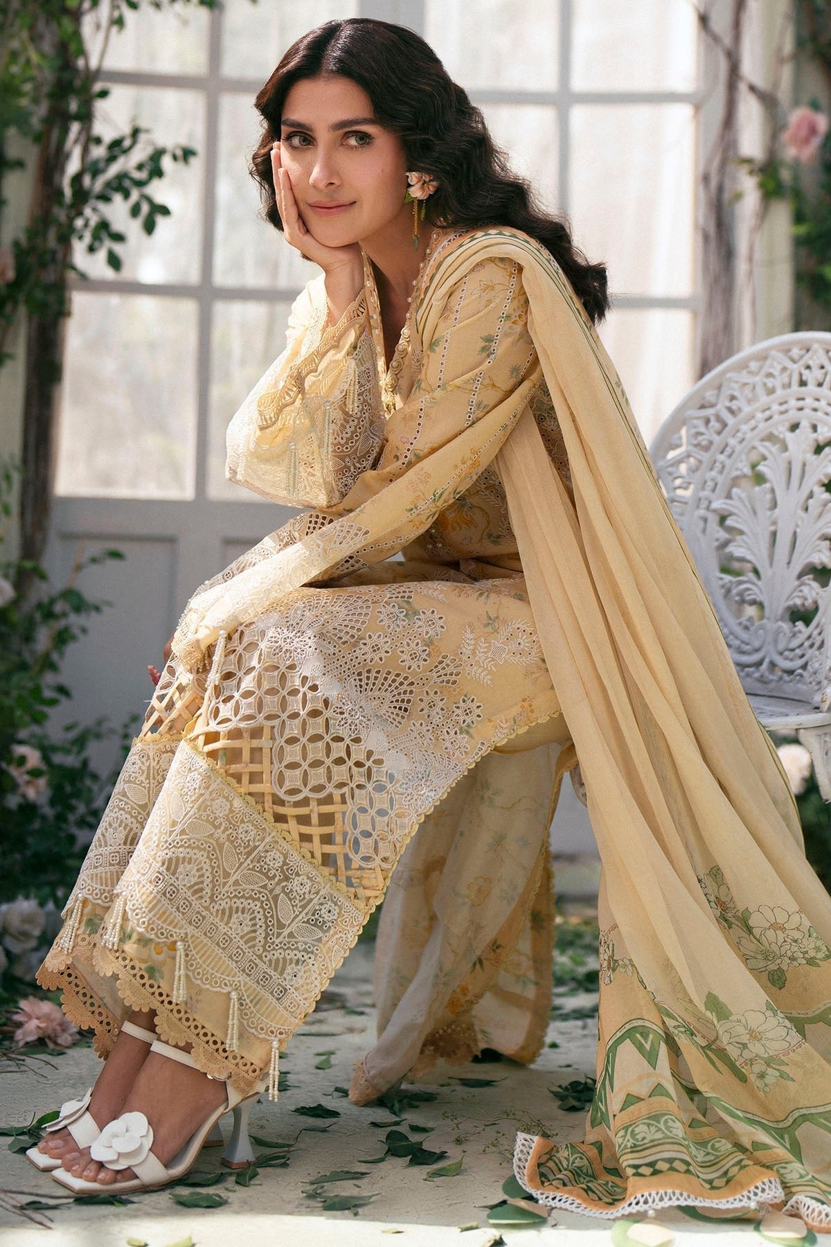 Motifz | Premium Lawn 25 | 5429-ORCHID-Brand:Motifz-Type:Ladies Clothes-Pale Yellow-Lawn-House of Maryam- Buy in UK, USA