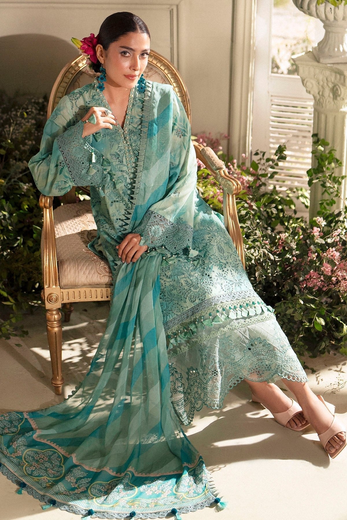 Motifz | Premium Lawn 25 | 5430-IRIS-Brand:Motifz-Type:Ladies Clothes-Green-Lawn-House of Maryam- Buy in UK, USA