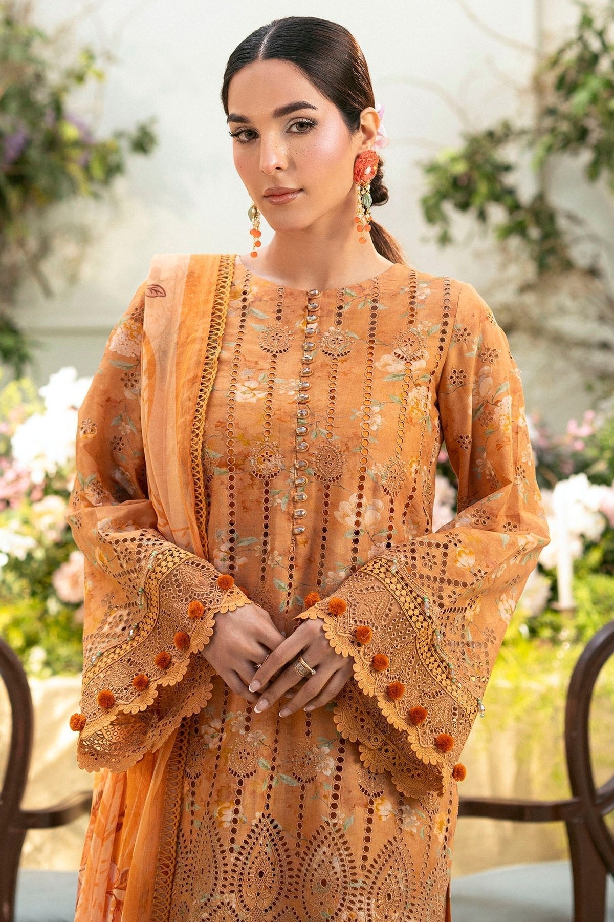 Motifz | Premium Lawn 25 | 5431-BLUEBEELL-Brand:Motifz-Type:Ladies Clothes-Orange-Lawn-House of Maryam- Buy in UK, USA
