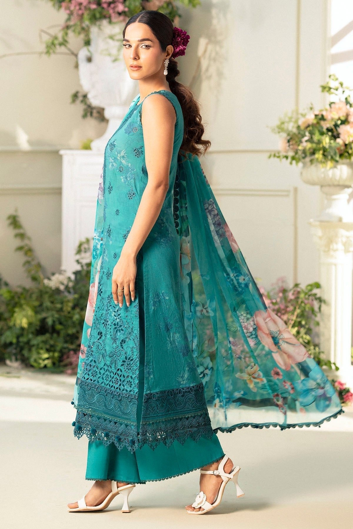 Motifz | Premium Lawn 25 | 5432-MARIGOLD-Brand:Motifz-Type:Ladies Clothes-Teal-Lawn-House of Maryam- Buy in UK, USA
