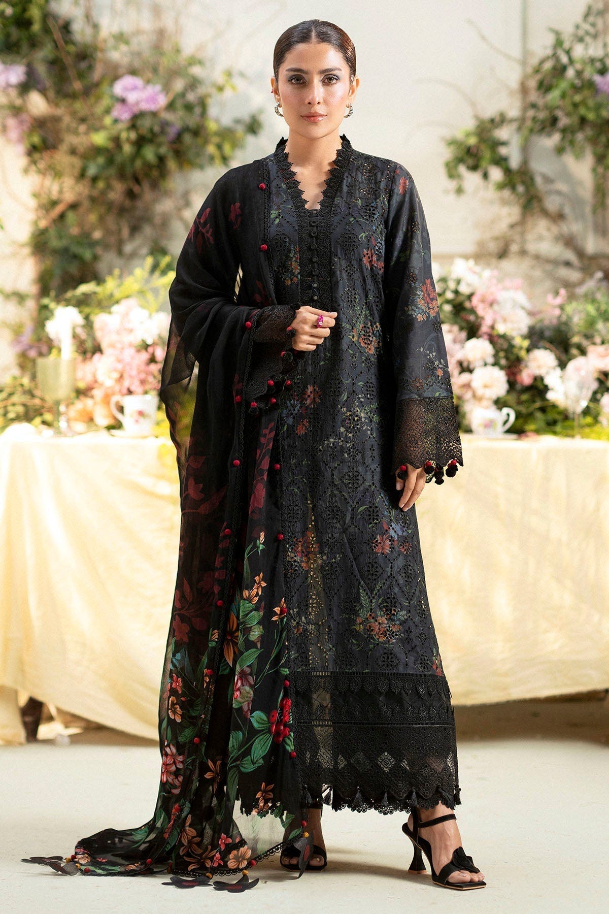 Motifz | Premium Lawn 25 | 5433-JASMINE-Brand:Motifz-Type:Ladies Clothes-Black-Lawn-House of Maryam- Buy in UK, USA