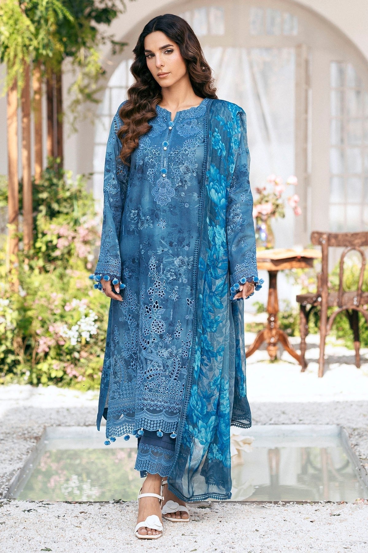 Motifz | Premium Lawn 25 | 5434-LILLY-Brand:Motifz-Type:Ladies Clothes-Blue-Lawn-House of Maryam- Buy in UK, USA