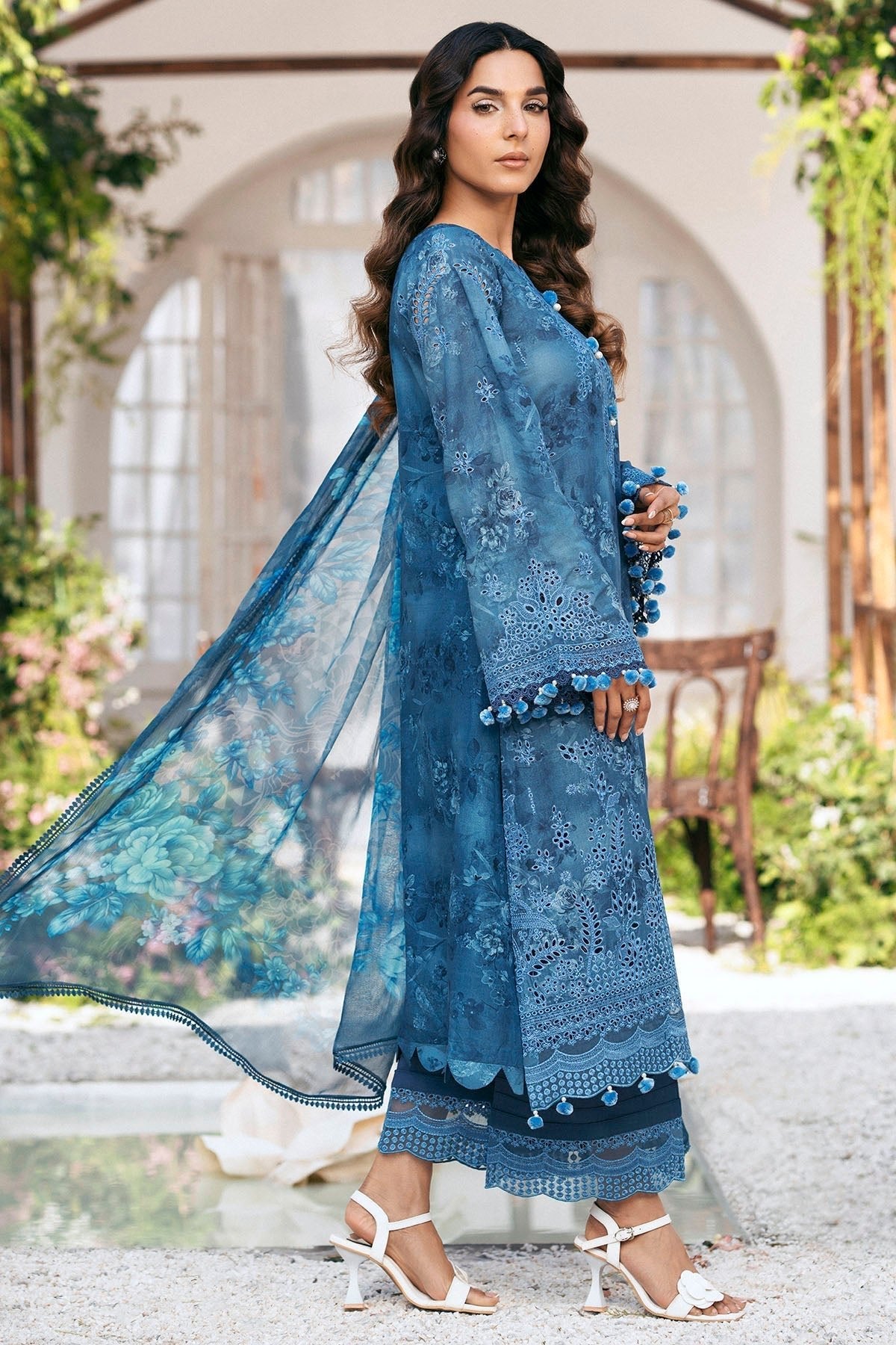 Motifz | Premium Lawn 25 | 5434-LILLY-Brand:Motifz-Type:Ladies Clothes-Blue-Lawn-House of Maryam- Buy in UK, USA