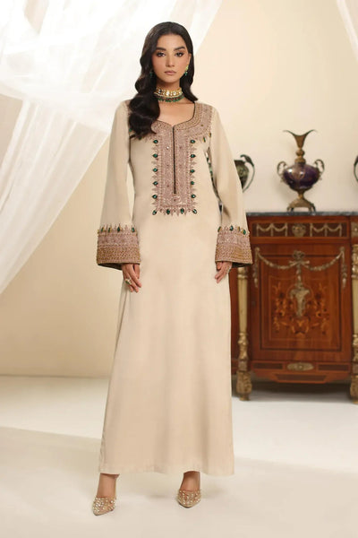 Musferah Saad | Amor A La Vida | Champagne Grace-Brand:Musferah Saad-Type:Ladies Clothes-Beige-Velvet-House of Maryam- Buy in UK, USA