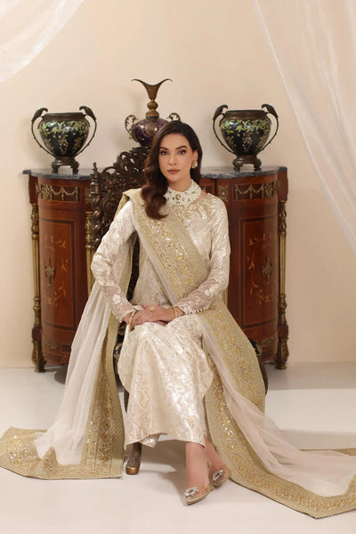 Musferah Saad | Amor A La Vida | Ivory Stardust-Brand:Musferah Saad-Type:Ladies Clothes-Ivory-Cotton Silk-House of Maryam- Buy in UK, USA
