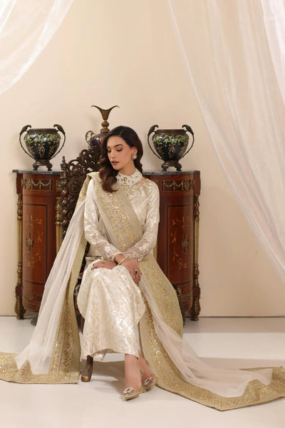 Musferah Saad | Amor A La Vida | Ivory Stardust-Brand:Musferah Saad-Type:Ladies Clothes-Ivory-Cotton Silk-House of Maryam- Buy in UK, USA