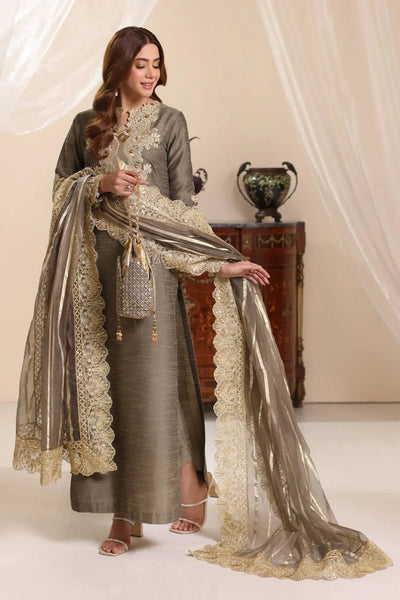 Musferah Saad | Amor A La Vida | Olive Taupe-Brand:Musferah Saad-Type:Ladies Clothes-Olive Haze-Raw Silk-House of Maryam- Buy in UK, USA