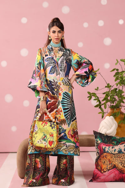Musferah Saad | Resort Collection | Chromatic Jungle-Brand:Musferah Saad-Type:Ladies Clothes-Multicolor-Printed Silk-House of Maryam- Buy in UK, USA