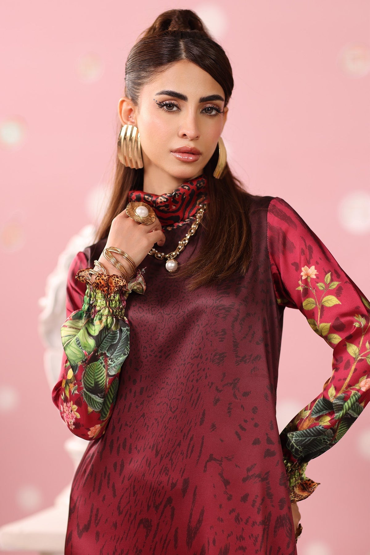 Musferah Saad | Resort Collection | Crimson Monsoon-Brand:Musferah Saad-Type:Ladies Clothes-Crimson-Printed Silk-House of Maryam- Buy in UK, USA
