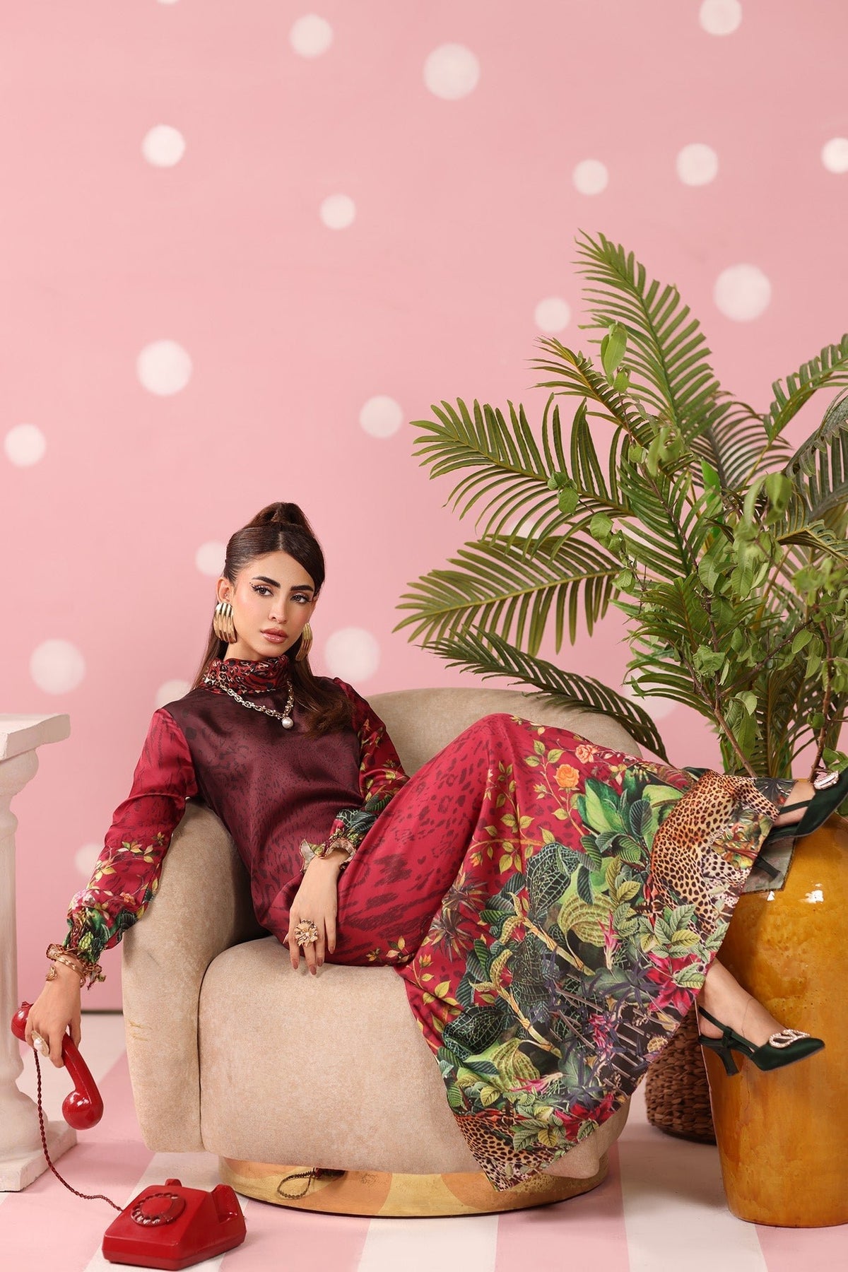 Musferah Saad | Resort Collection | Crimson Monsoon-Brand:Musferah Saad-Type:Ladies Clothes-Crimson-Printed Silk-House of Maryam- Buy in UK, USA
