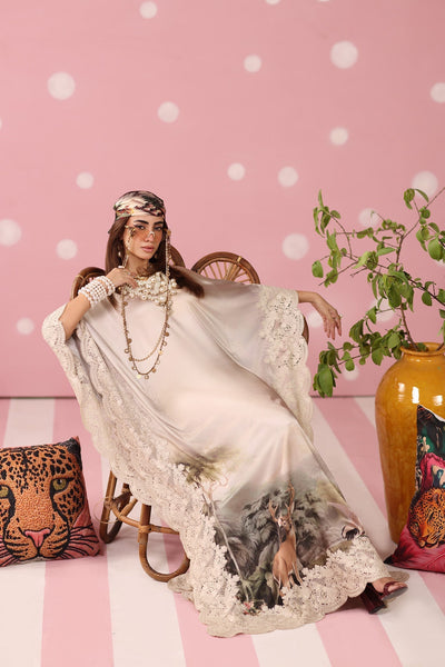 Musferah Saad | Resort Collection | Ethereal Eden-Brand:Musferah Saad-Type:Ladies Clothes-Champagne Hue-Printed Silk-House of Maryam- Buy in UK, USA