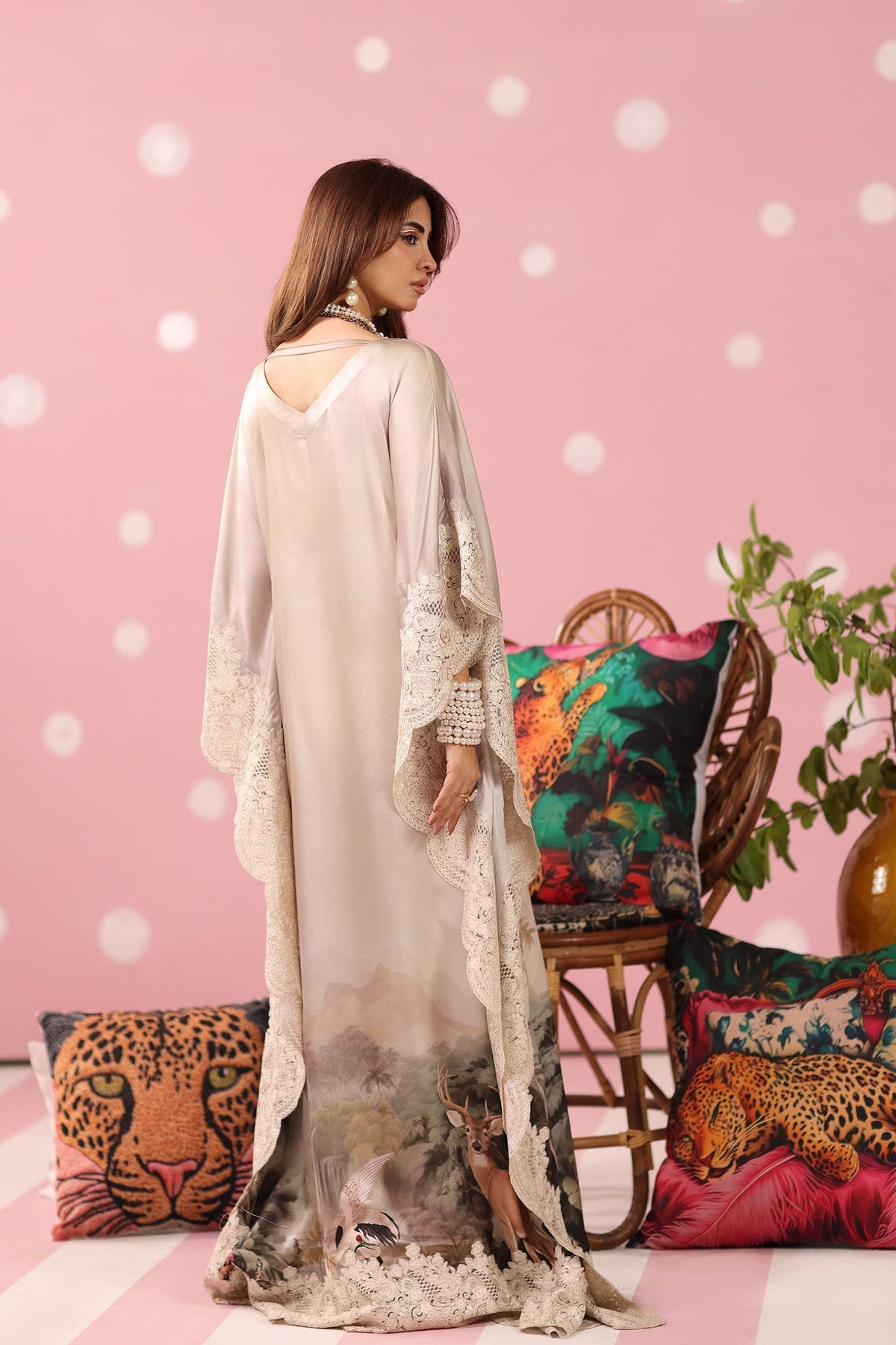 Musferah Saad | Resort Collection | Ethereal Eden-Brand:Musferah Saad-Type:Ladies Clothes-Champagne Hue-Printed Silk-House of Maryam- Buy in UK, USA