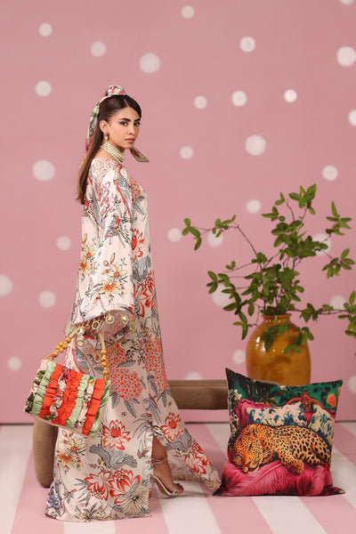 Musferah Saad | Resort Collection | Imperial Blossom-Brand:Musferah Saad-Type:Ladies Clothes-Peach Cream-Printed Silk-House of Maryam- Buy in UK, USA