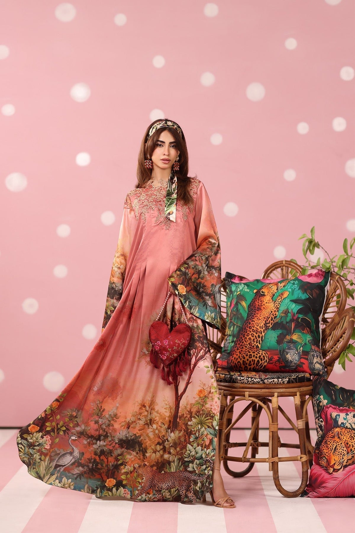 Musferah Saad | Resort Collection | Rosewood Safari-Brand:Musferah Saad-Type:Ladies Clothes-Dusty Rose-Printed Silk-House of Maryam- Buy in UK, USA