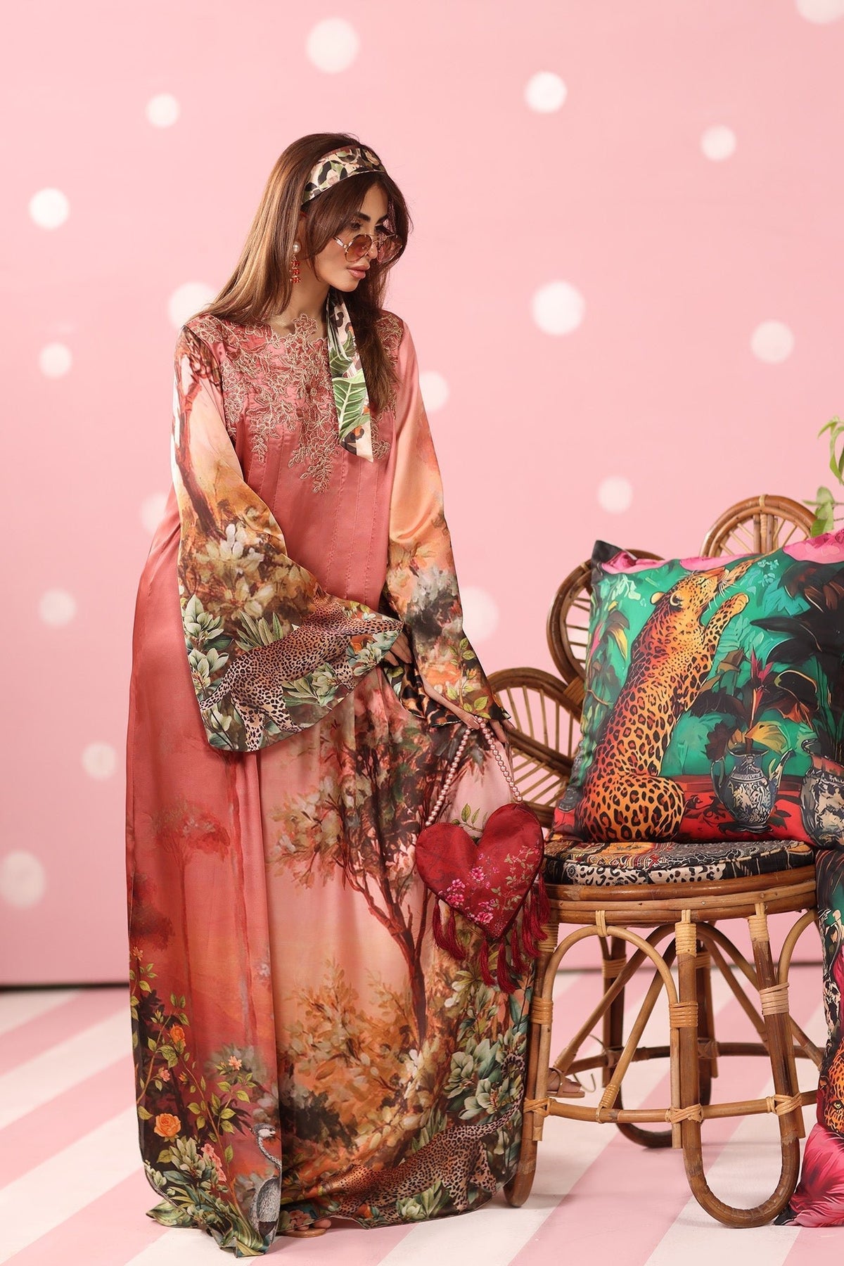 Musferah Saad | Resort Collection | Rosewood Safari-Brand:Musferah Saad-Type:Ladies Clothes-Dusty Rose-Printed Silk-House of Maryam- Buy in UK, USA
