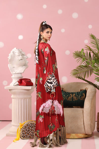 Musferah Saad | Resort Collection | Ruby Safari-Brand:Musferah Saad-Type:Ladies Clothes-Crimson-Printed Silk-House of Maryam- Buy in UK, USA