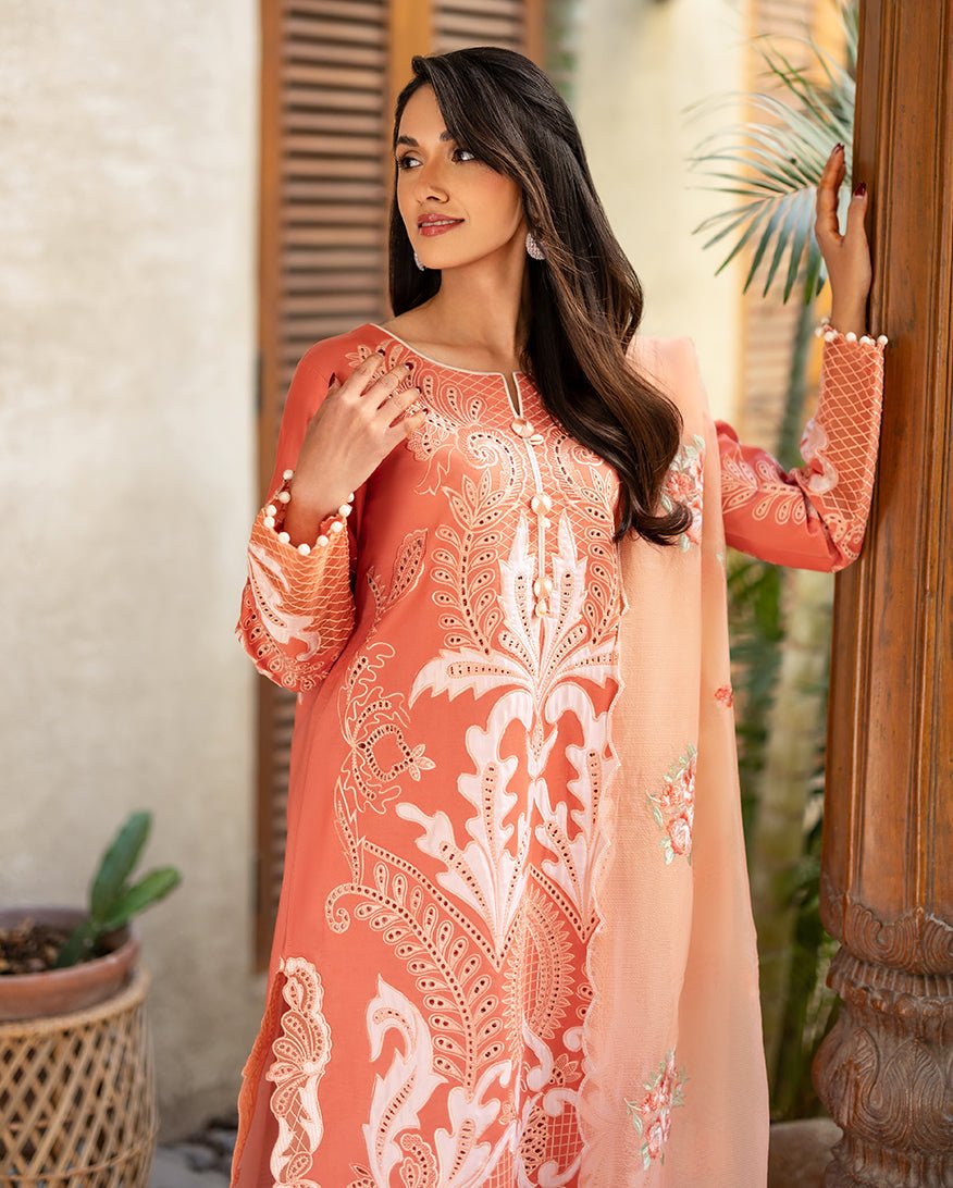 Mushq | Astoria Lawn 26 |Avienne-Brand:Mushq-Type:Ladies Clothes-Dark Peach-Lawn-House of Maryam- Buy in UK, USA