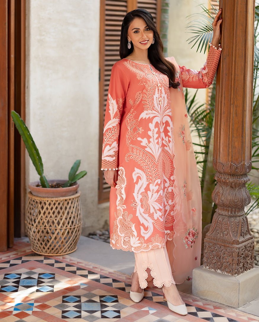Mushq | Astoria Lawn 26 |Avienne-Brand:Mushq-Type:Ladies Clothes-Dark Peach-Lawn-House of Maryam- Buy in UK, USA