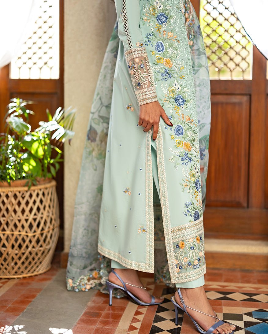 Mushq | Astoria Lawn 26 | Elif-Brand:Mushq-Type:Ladies Clothes-Ice Blue-Lawn-House of Maryam- Buy in UK, USA