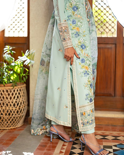 Mushq | Astoria Lawn 26 | Elif-Brand:Mushq-Type:Ladies Clothes-Ice Blue-Lawn-House of Maryam- Buy in UK, USA