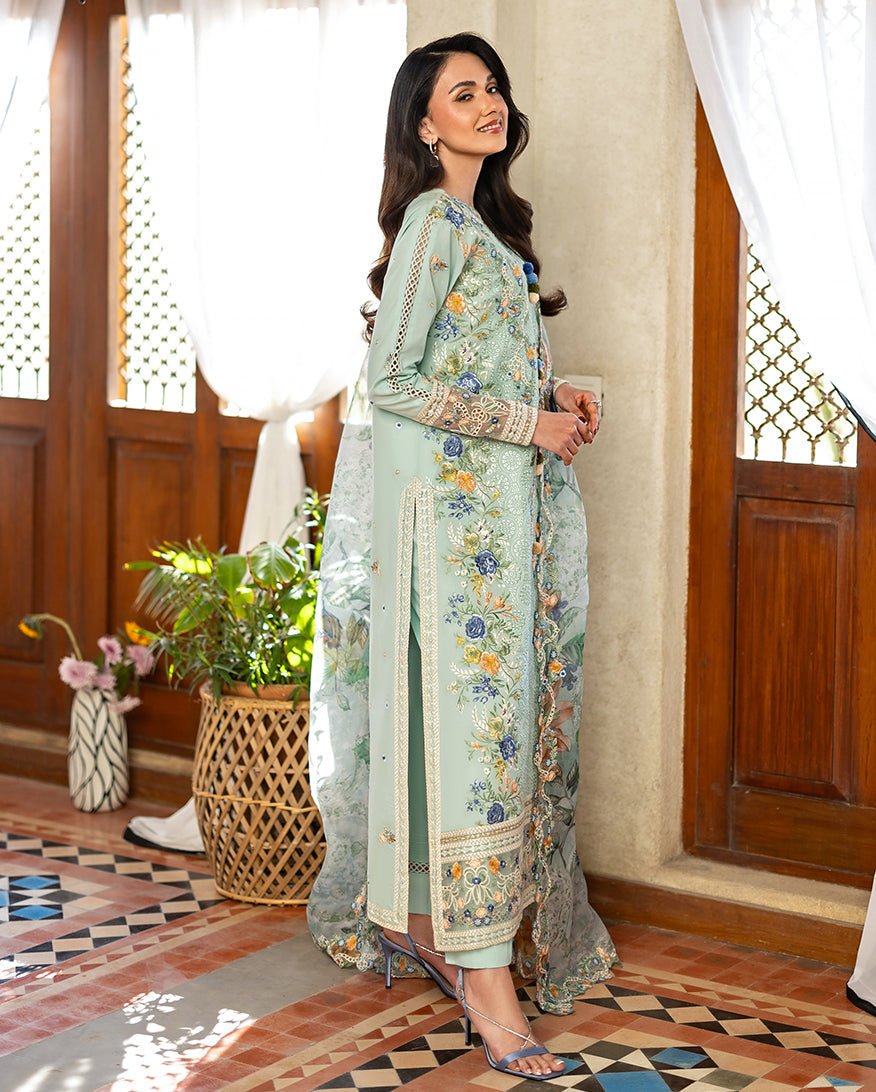 Mushq | Astoria Lawn 26 | Elif-Brand:Mushq-Type:Ladies Clothes-Ice Blue-Lawn-House of Maryam- Buy in UK, USA