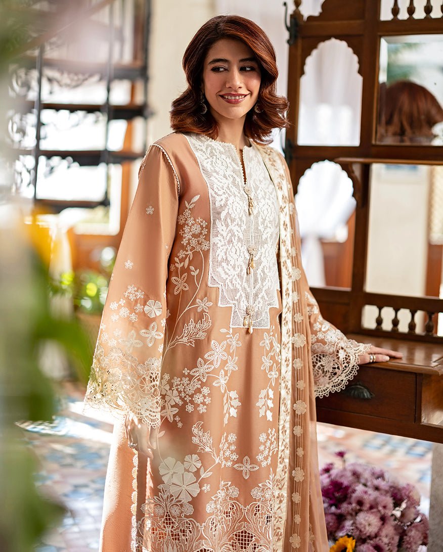 Mushq | Astoria Lawn 26 | Elodie-Brand:Mushq-Type:Ladies Clothes-Mustard Brown-Lawn-House of Maryam- Buy in UK, USA