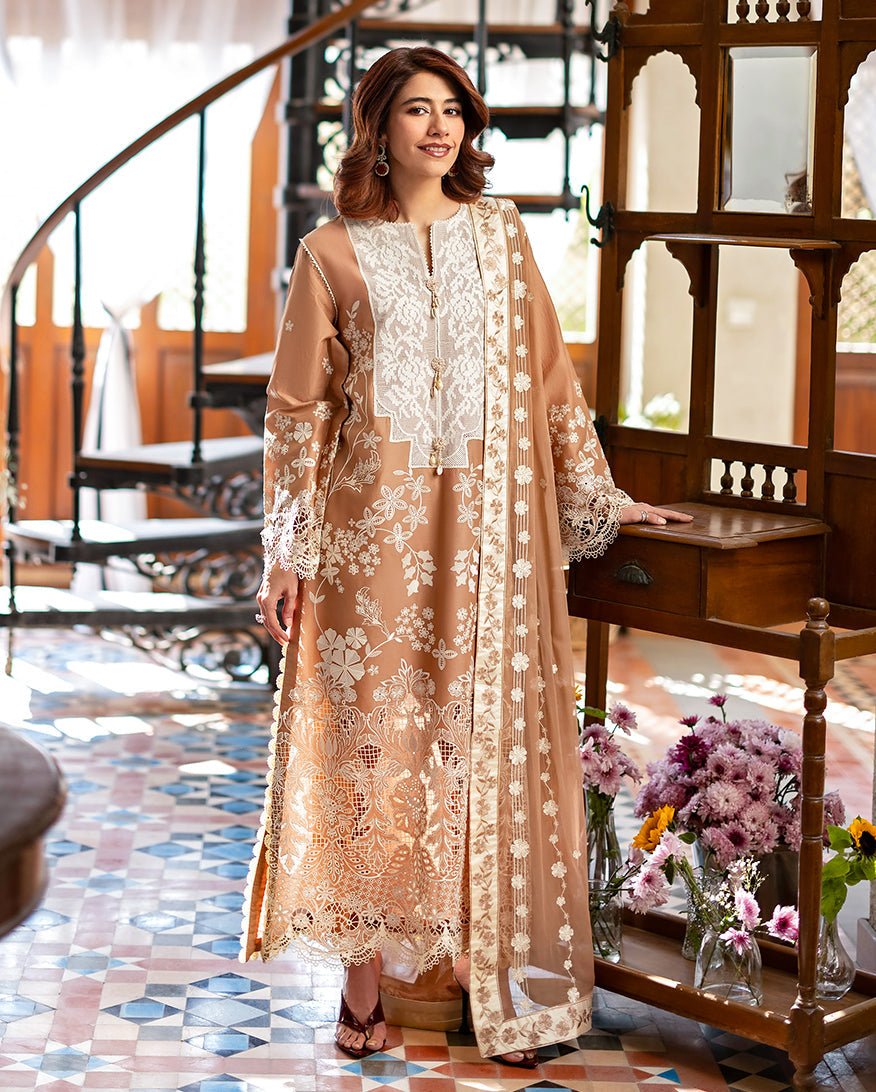 Mushq | Astoria Lawn 26 | Elodie-Brand:Mushq-Type:Ladies Clothes-Mustard Brown-Lawn-House of Maryam- Buy in UK, USA