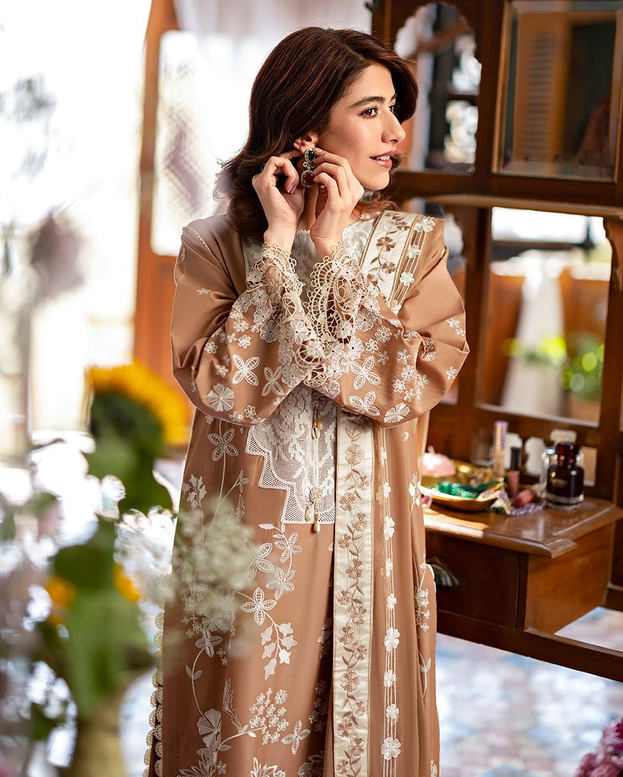 Mushq | Astoria Lawn 26 | Elodie-Brand:Mushq-Type:Ladies Clothes-Mustard Brown-Lawn-House of Maryam- Buy in UK, USA