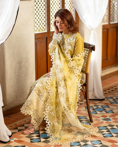 Mushq | Astoria Lawn 26 | Evadne-Brand:Mushq-Type:Ladies Clothes-Mist Yellow-Lawn-House of Maryam- Buy in UK, USA