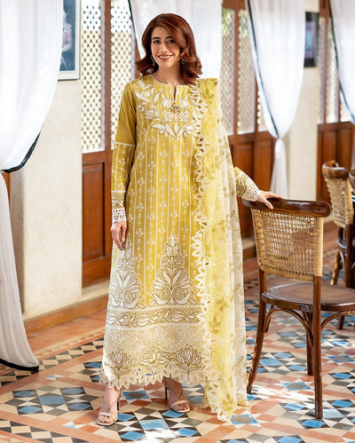 Mushq | Astoria Lawn 26 | Evadne-Brand:Mushq-Type:Ladies Clothes-Mist Yellow-Lawn-House of Maryam- Buy in UK, USA
