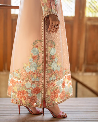 Mushq | Astoria Lawn 26 | Norah-Brand:Mushq-Type:Ladies Clothes-Pale Peach-Lawn-House of Maryam- Buy in UK, USA