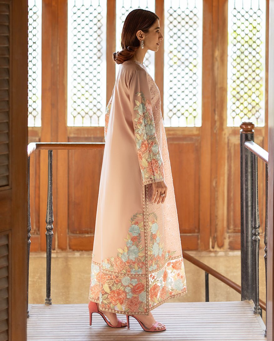 Mushq | Astoria Lawn 26 | Norah-Brand:Mushq-Type:Ladies Clothes-Pale Peach-Lawn-House of Maryam- Buy in UK, USA