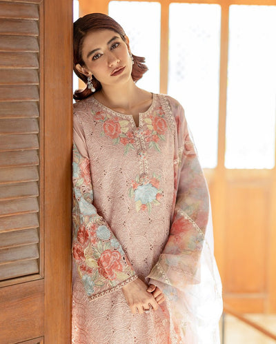 Mushq | Astoria Lawn 26 | Norah-Brand:Mushq-Type:Ladies Clothes-Pale Peach-Lawn-House of Maryam- Buy in UK, USA