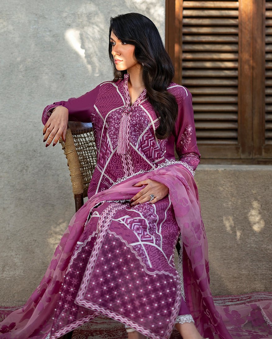 Mushq | Astoria Lawn 26 | Rosea-Brand:Mushq-Type:Ladies Clothes-Magenta-Lawn-House of Maryam- Buy in UK, USA
